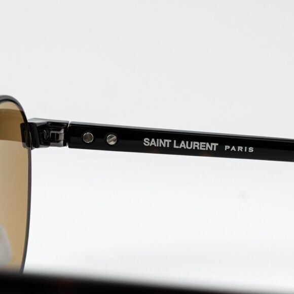 NEW Saint Laurent SL707 003 Ruthenium Grey Havana Nicotine Oval Unisex Sunglasse
